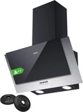 CIARRA 60 cm Kopffrei-Dunstabzugshaube mit A++, 350 m³/h, Umluft & Aktivkohlefilter, Schwarz