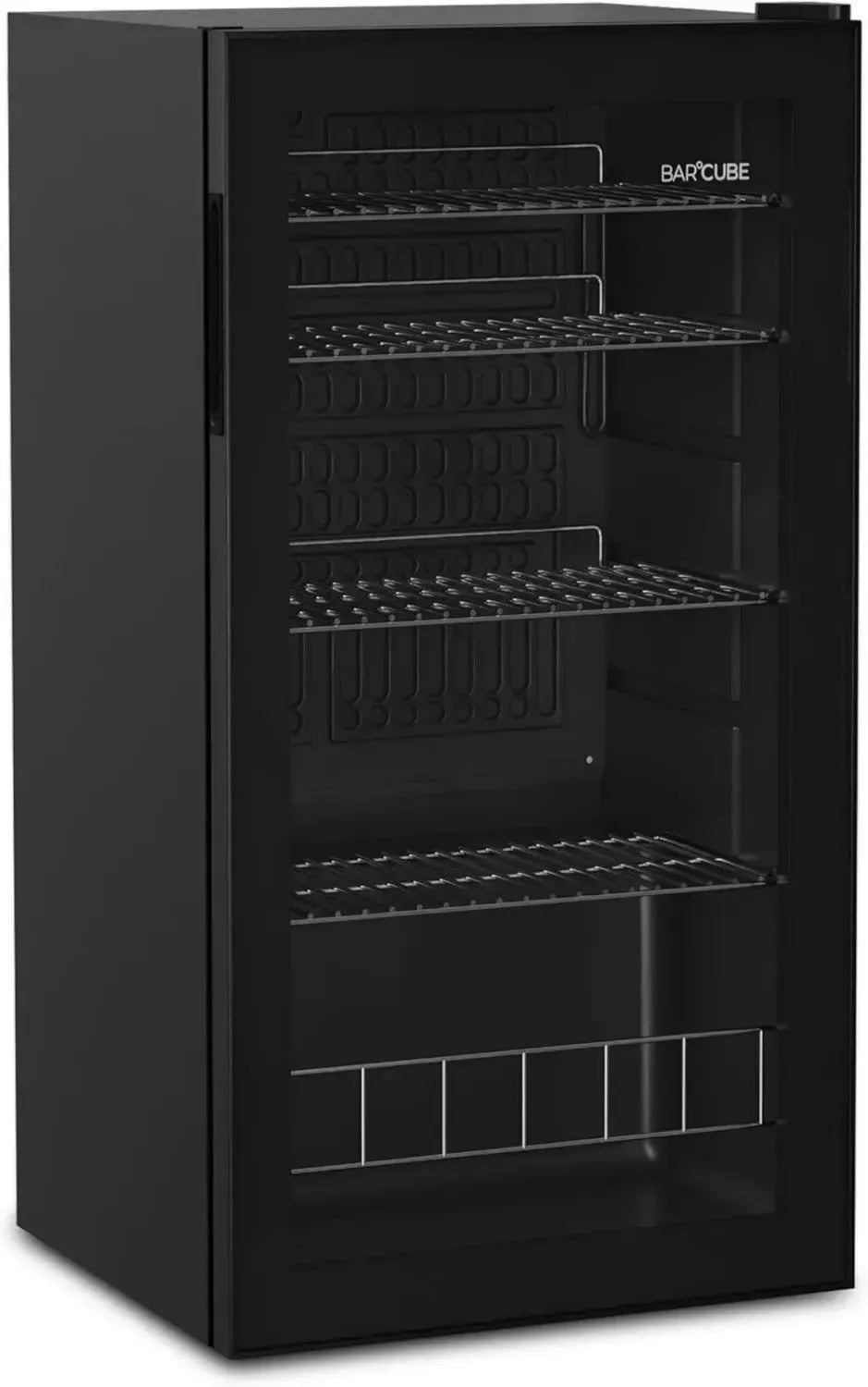CUBES Getränkekühlschrank 90L mit Glastür & 4 verstellbaren Ablagen | Ideal für Zuhause, Büro, Partys & Gastronomie | Eleganter Flaschenkühlschrank, Schwarz